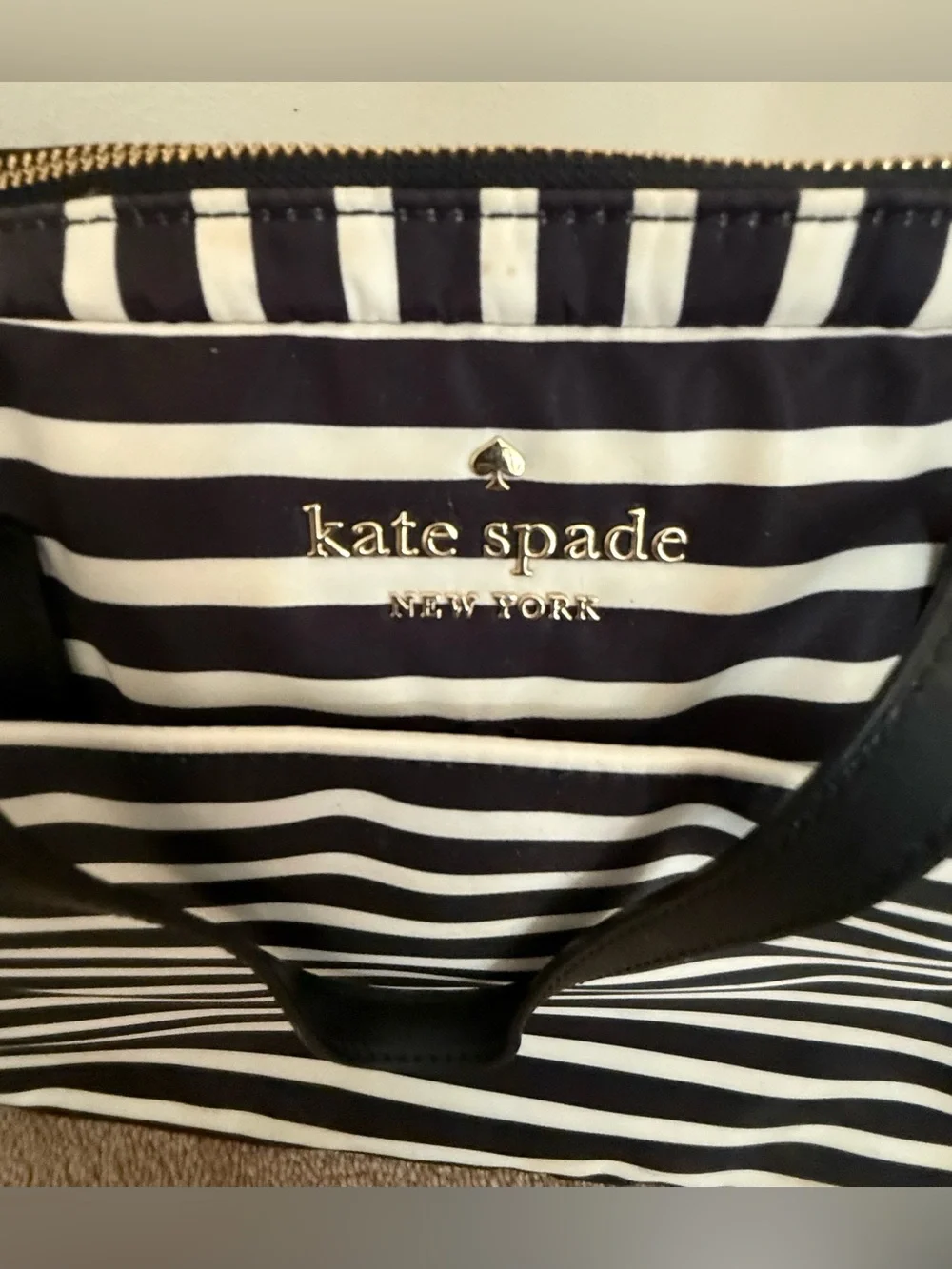 kate spade Black & White Striped Laptop Bag